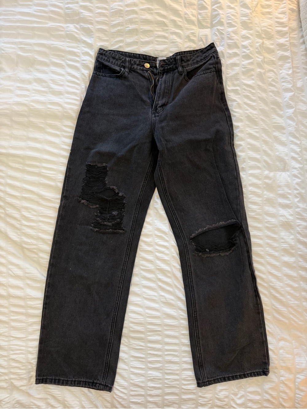 Princess Polly womens Black Relaxed Distressed Jeans MC